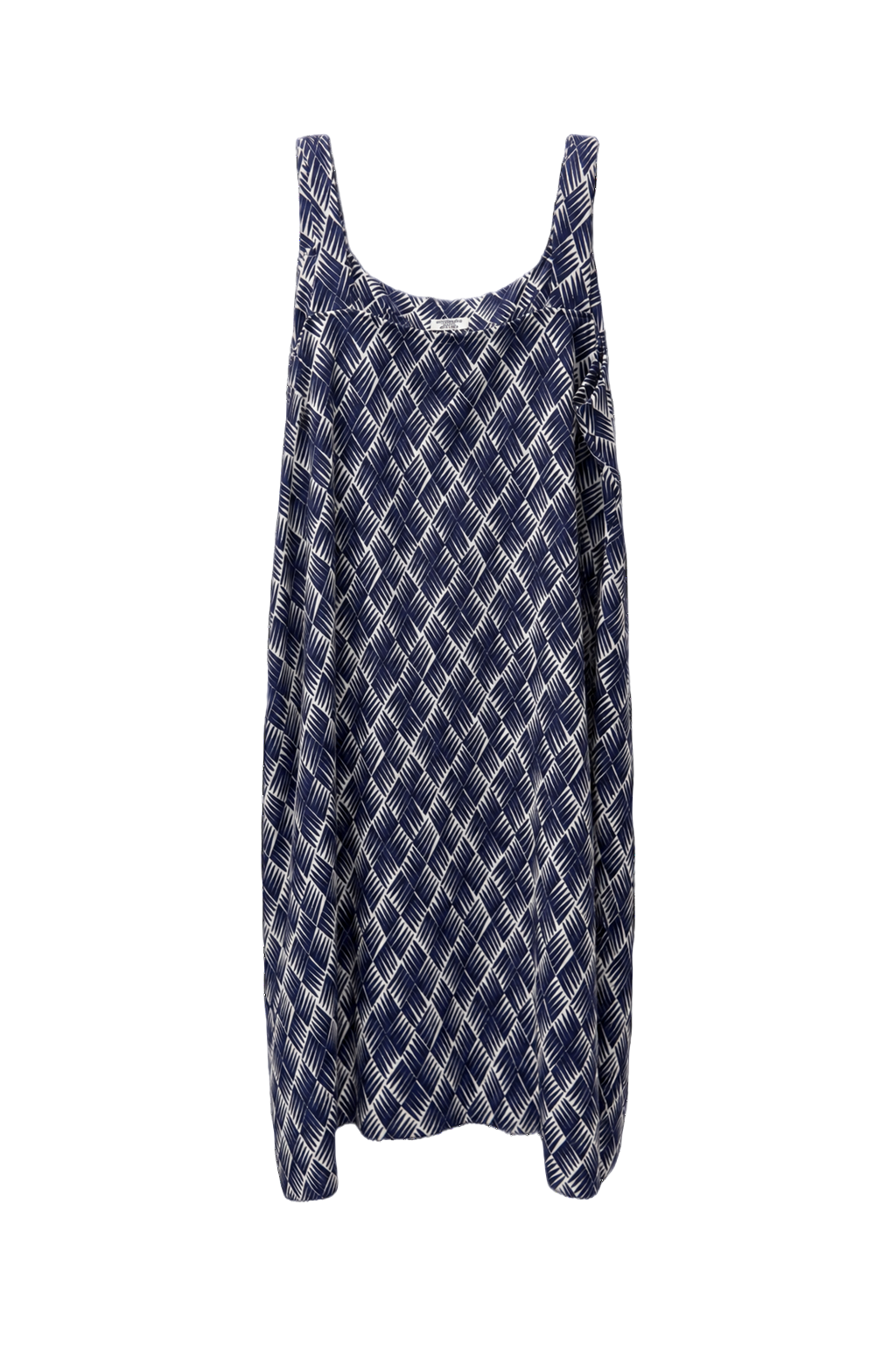 1970s Navy Blue Polyester Sleeveless Dress - Front View