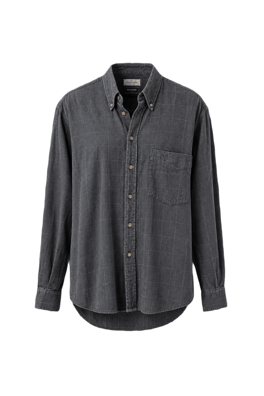 1980s Blue-Grey Cotton Shirt - Front View