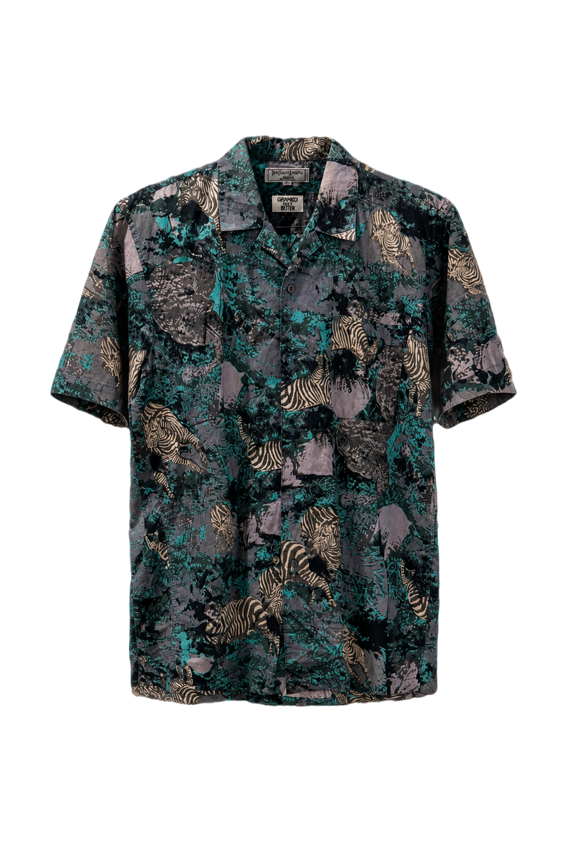 1980s Teal Cotton Shirt - Front View