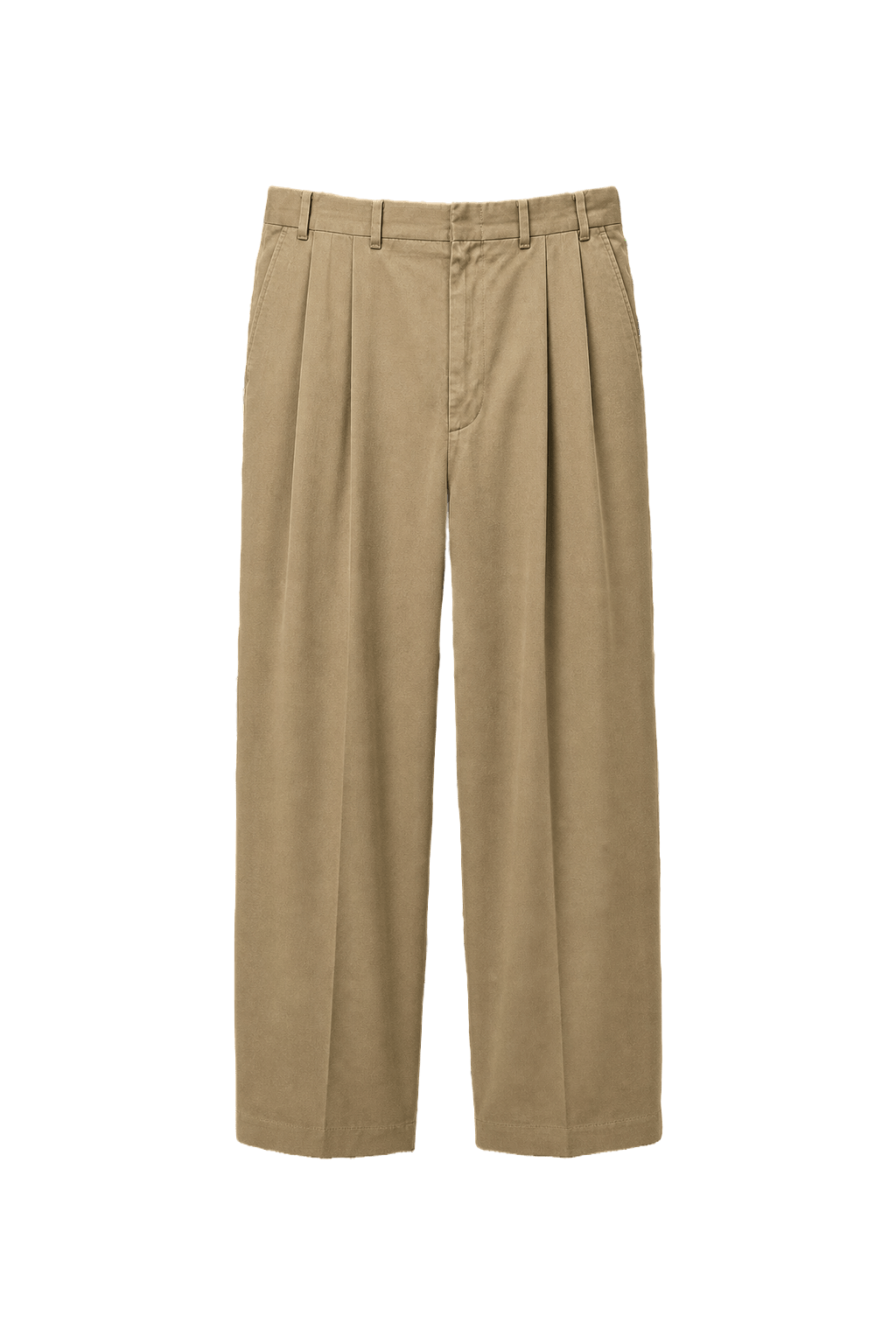 1990s Khaki Smooth Trousers - Front View