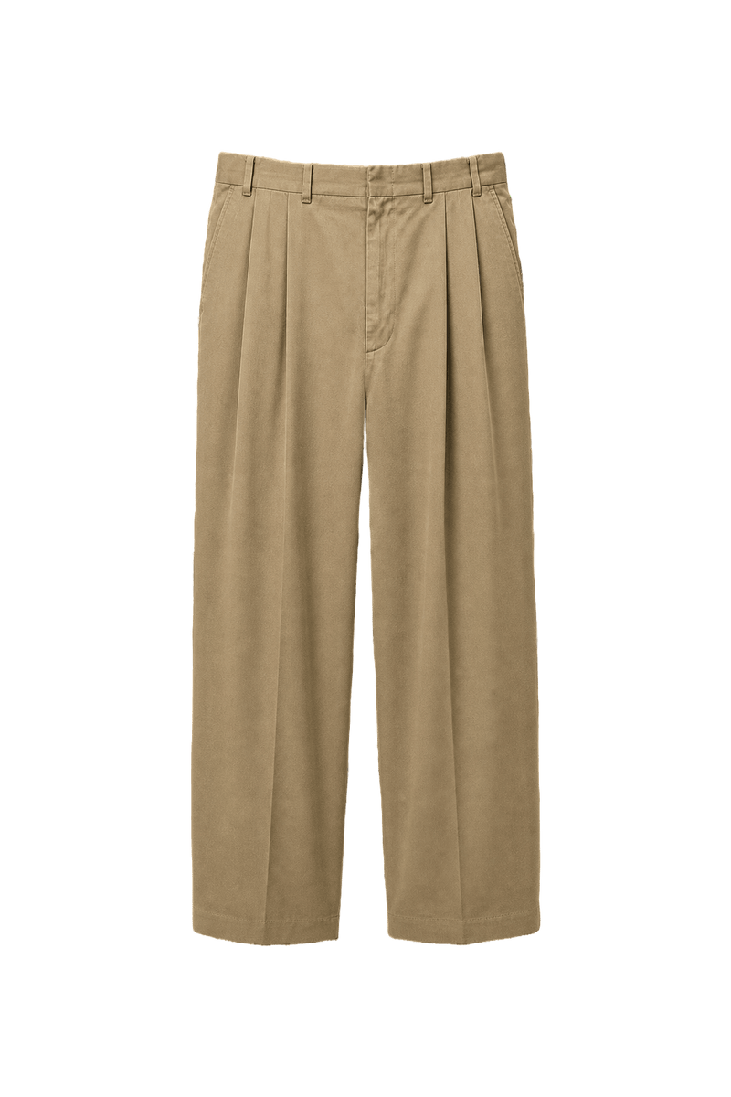 1990s Khaki Smooth Trousers - Front View