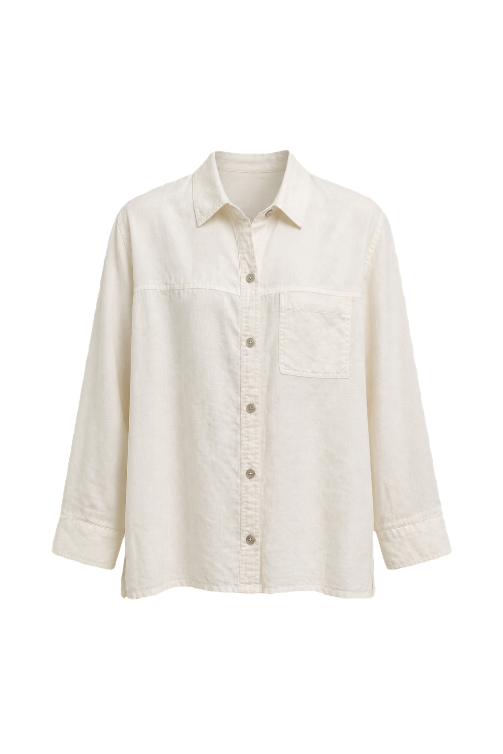 1990s Cream White Cotton Shirt - Front View