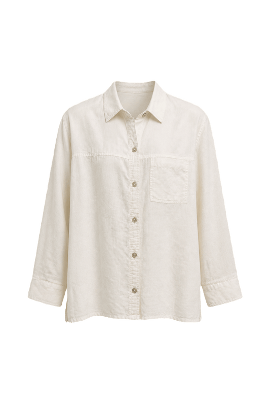 1990s Cream White Cotton Shirt - Front View