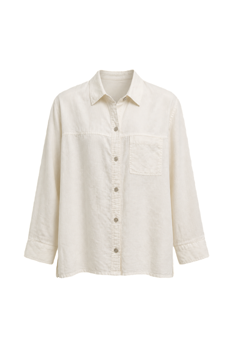 1990s Cream White Cotton Shirt - Front View