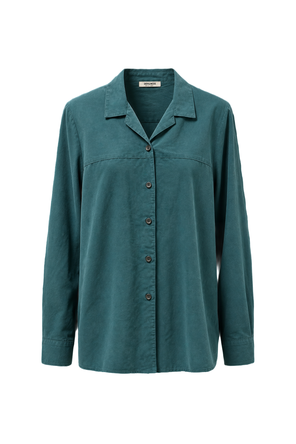 1990s Teal Cotton Shirt - Front View