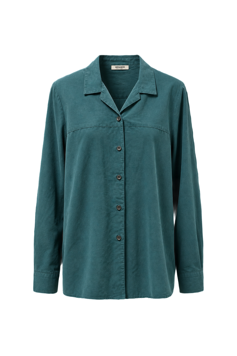 1990s Teal Cotton Shirt - Front View
