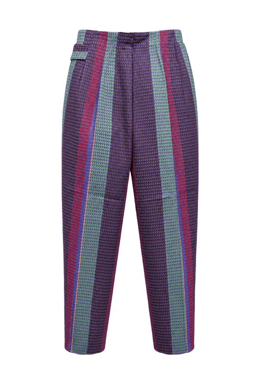 1960s Purple Red Cotton Trousers - Front View