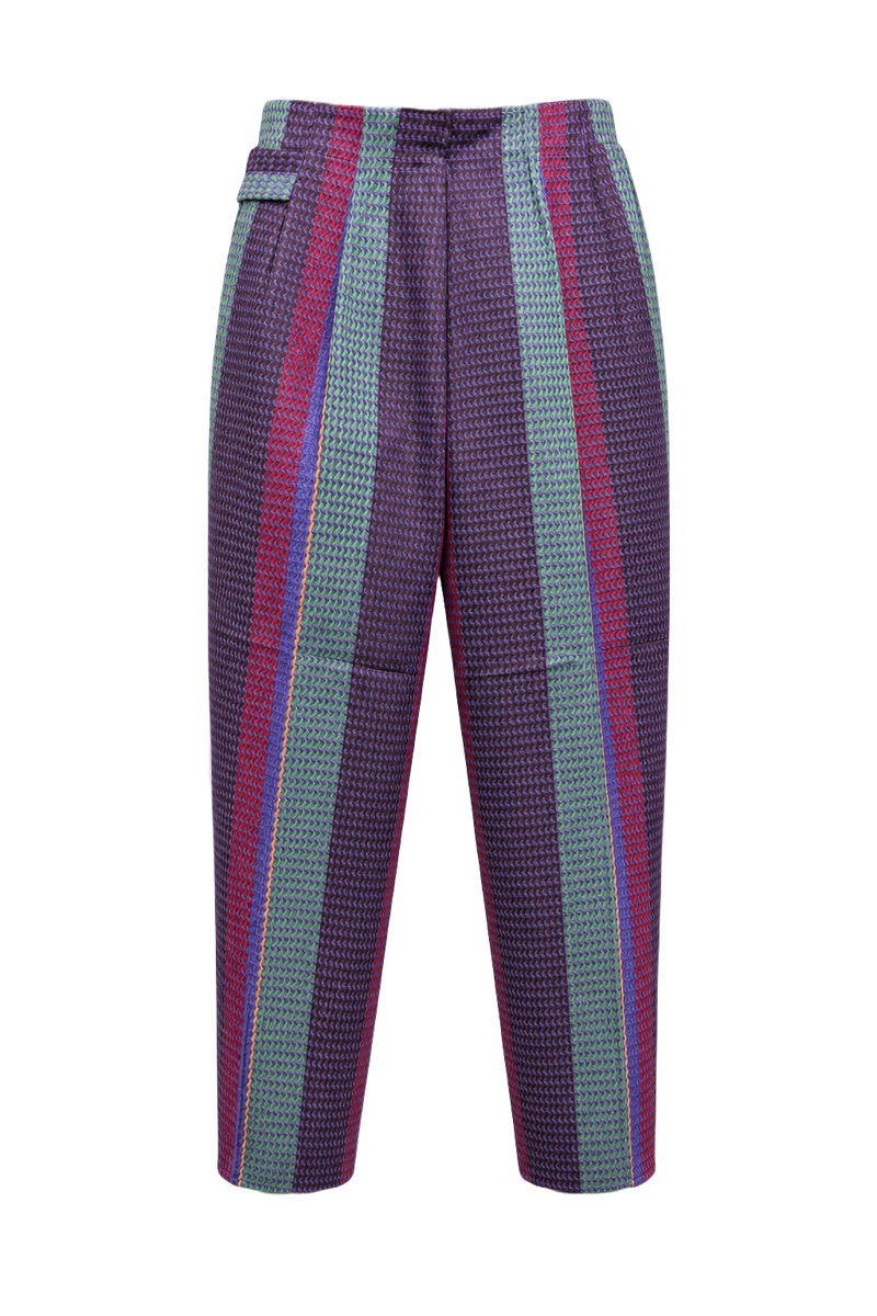 1960s Purple Red Cotton Trousers - Front View