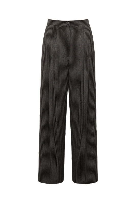 1990s Olive Green Wool Blend Trousers - Front View