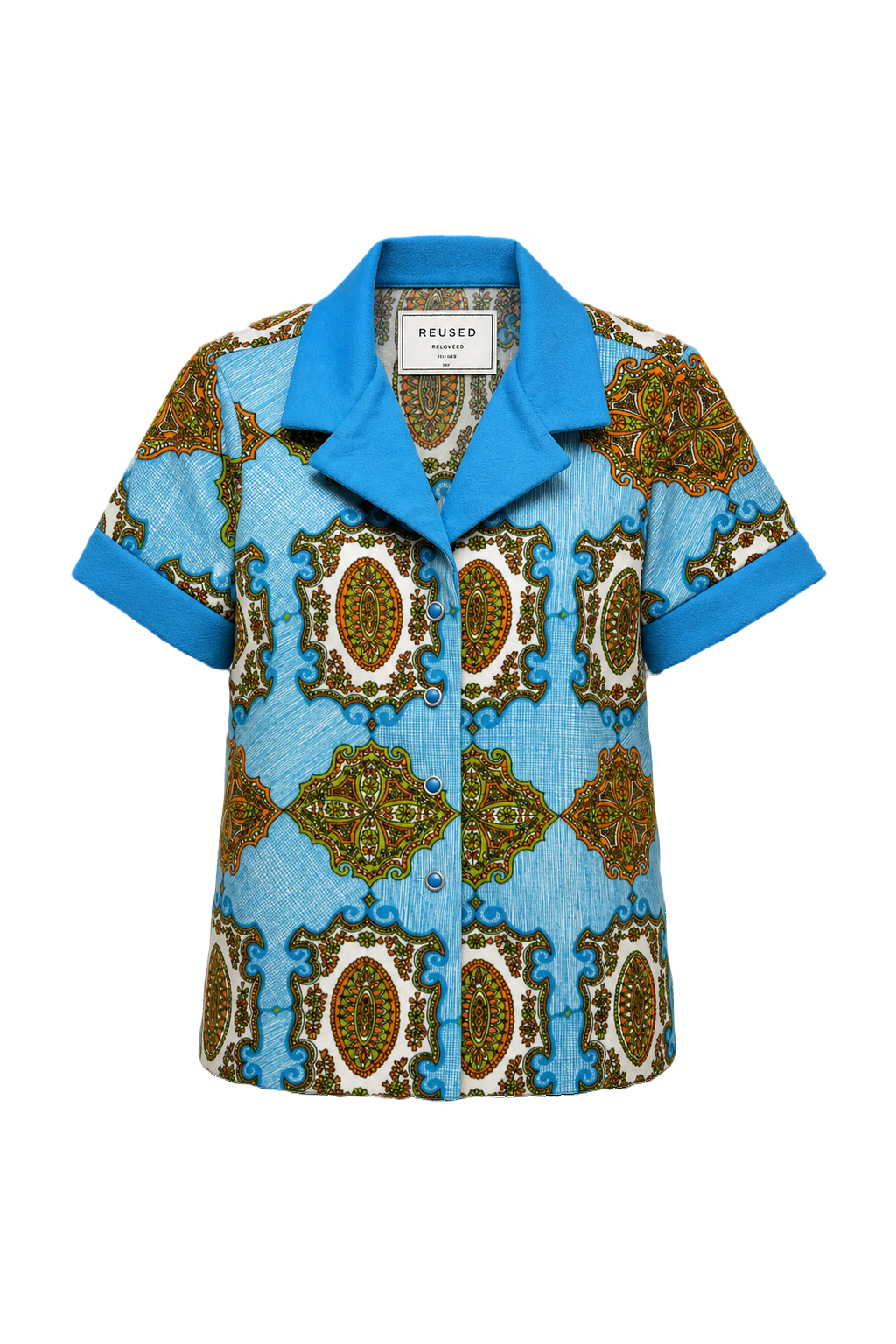1970s Light Blue Smooth Shirt - Front View