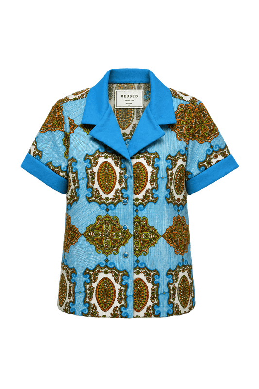 1970s Light Blue Smooth Shirt - Front View