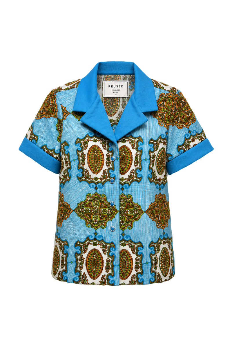 1970s Light Blue Smooth Shirt - Front View