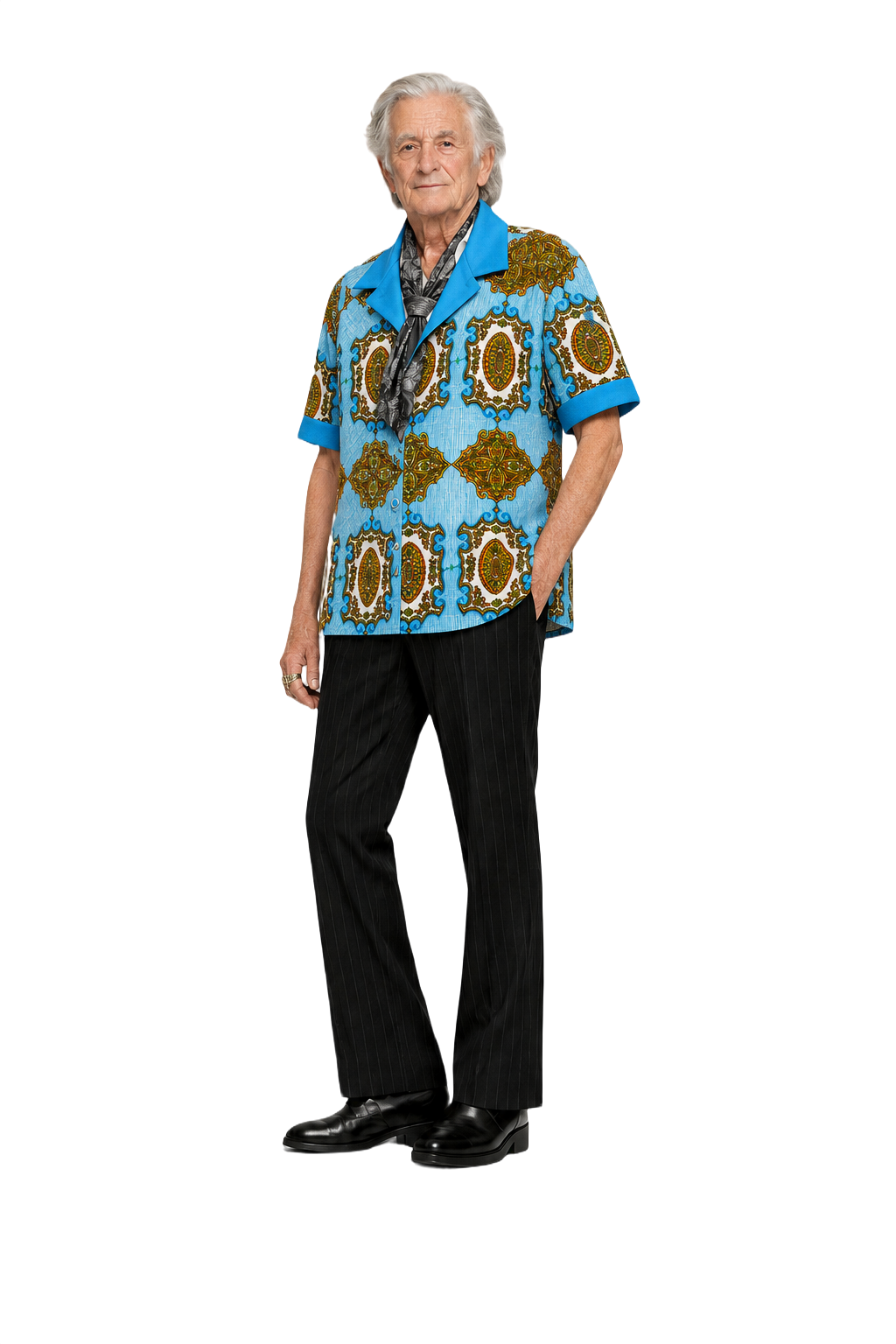 1970s Light Blue Smooth Shirt - Model