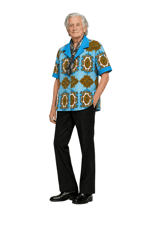 1970s Light Blue Smooth Shirt - Model