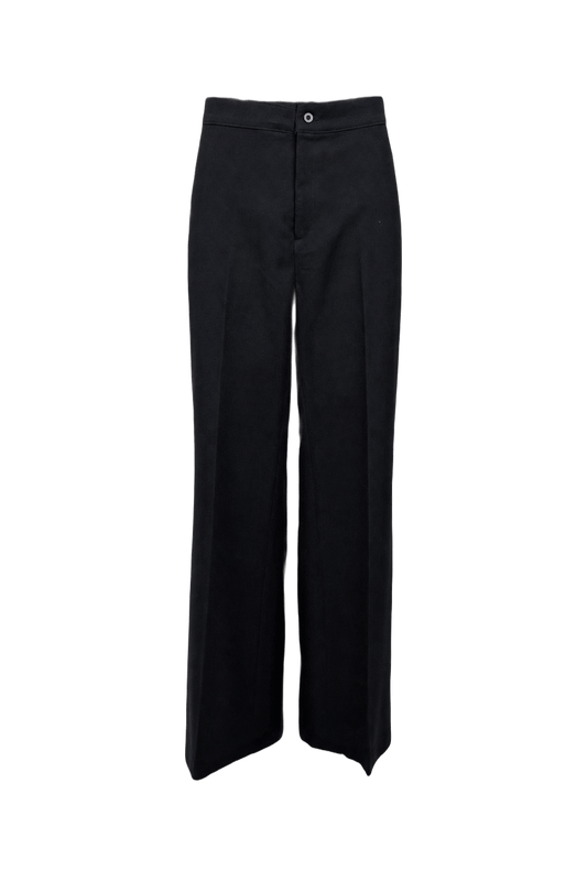 1970s Black Wool Pants - Front View