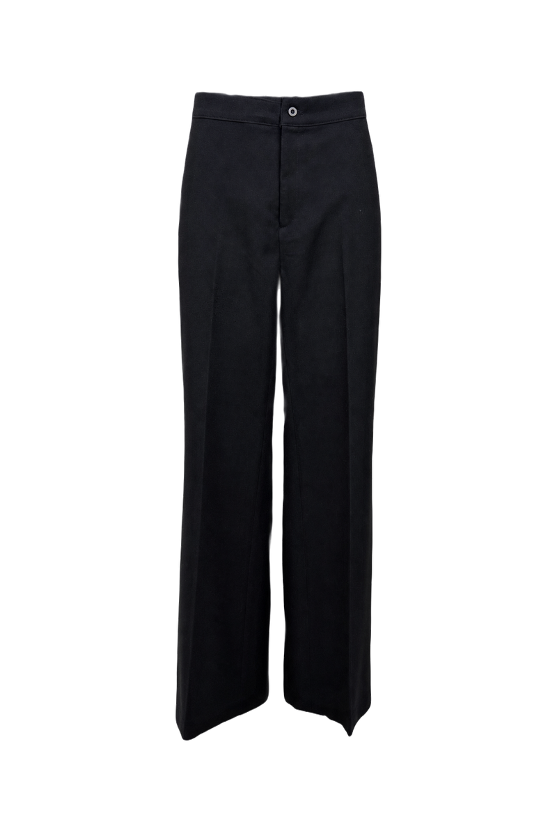 1970s Black Wool Pants - Front View