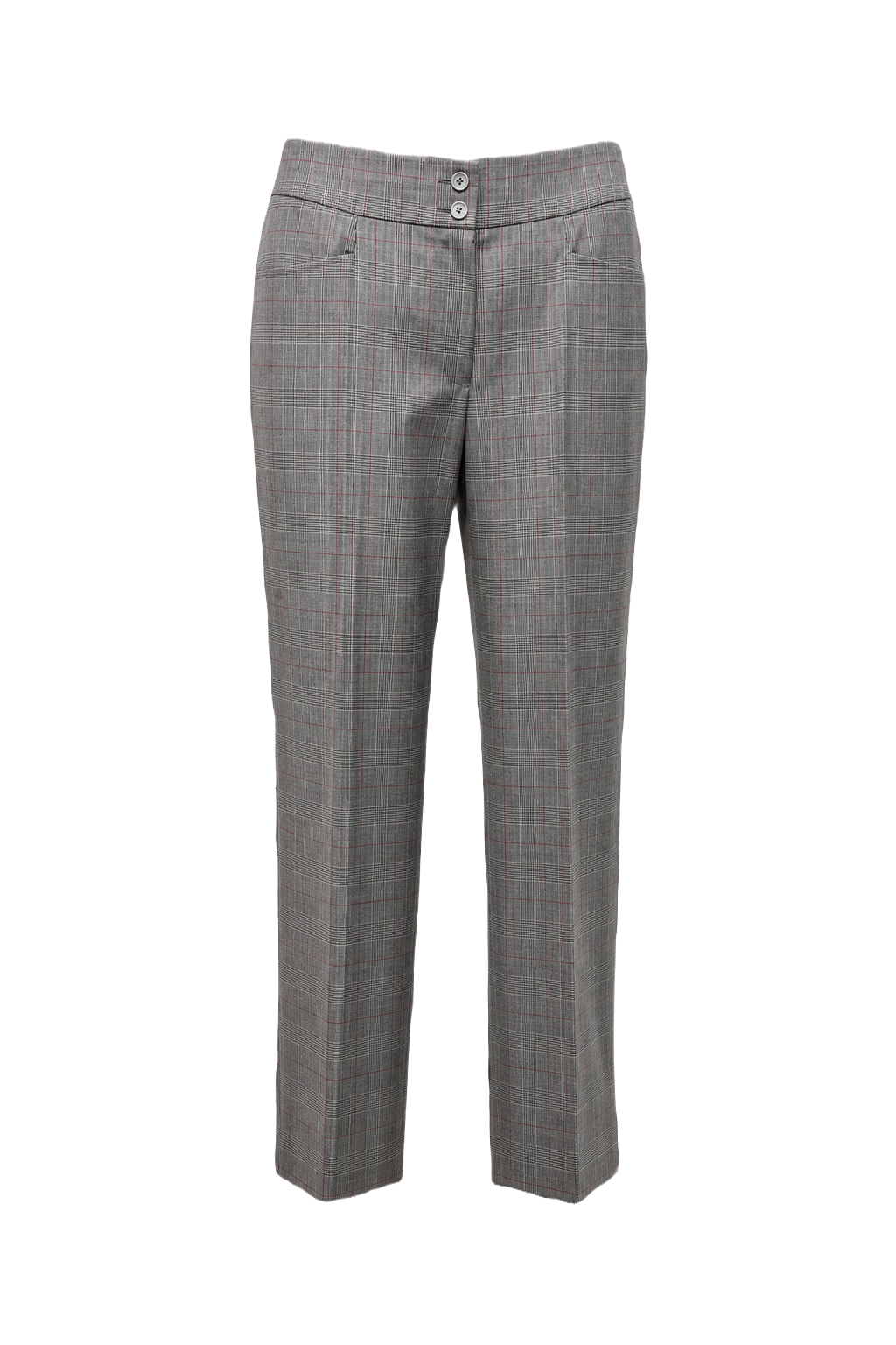 1960s Grey Wool Plaid Trousers - Front View