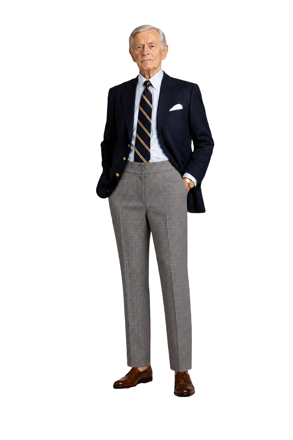 1960s Grey Wool Plaid Trousers - Model