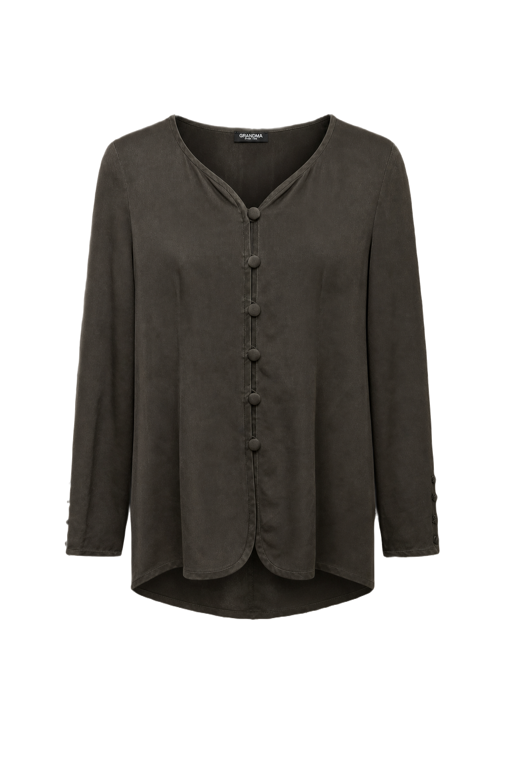 1990s Dark Olive Silk Blouse - Front View