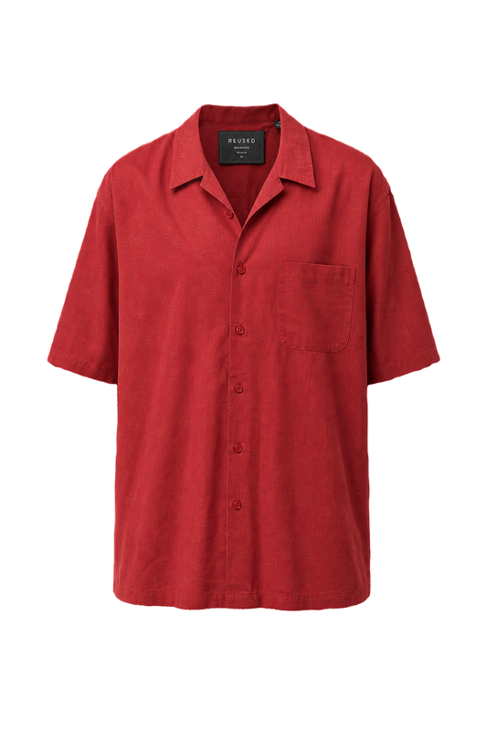 1970s Red Cotton Blend Shirt - Front View