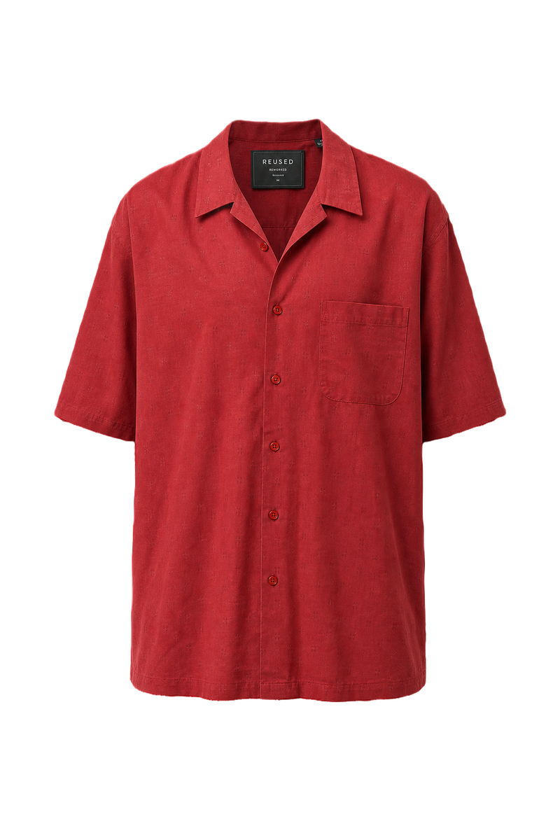 1970s Red Cotton Blend Shirt - Front View
