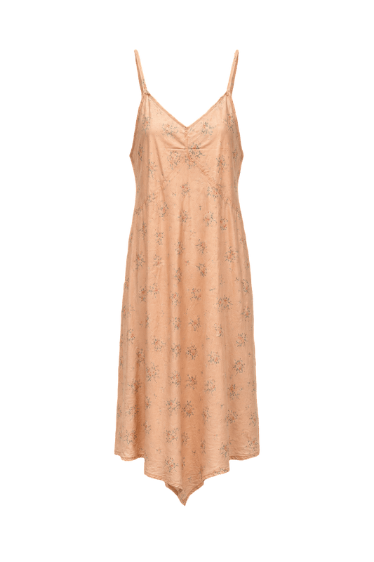 1950s Peach Silk Slip Dress - Front View