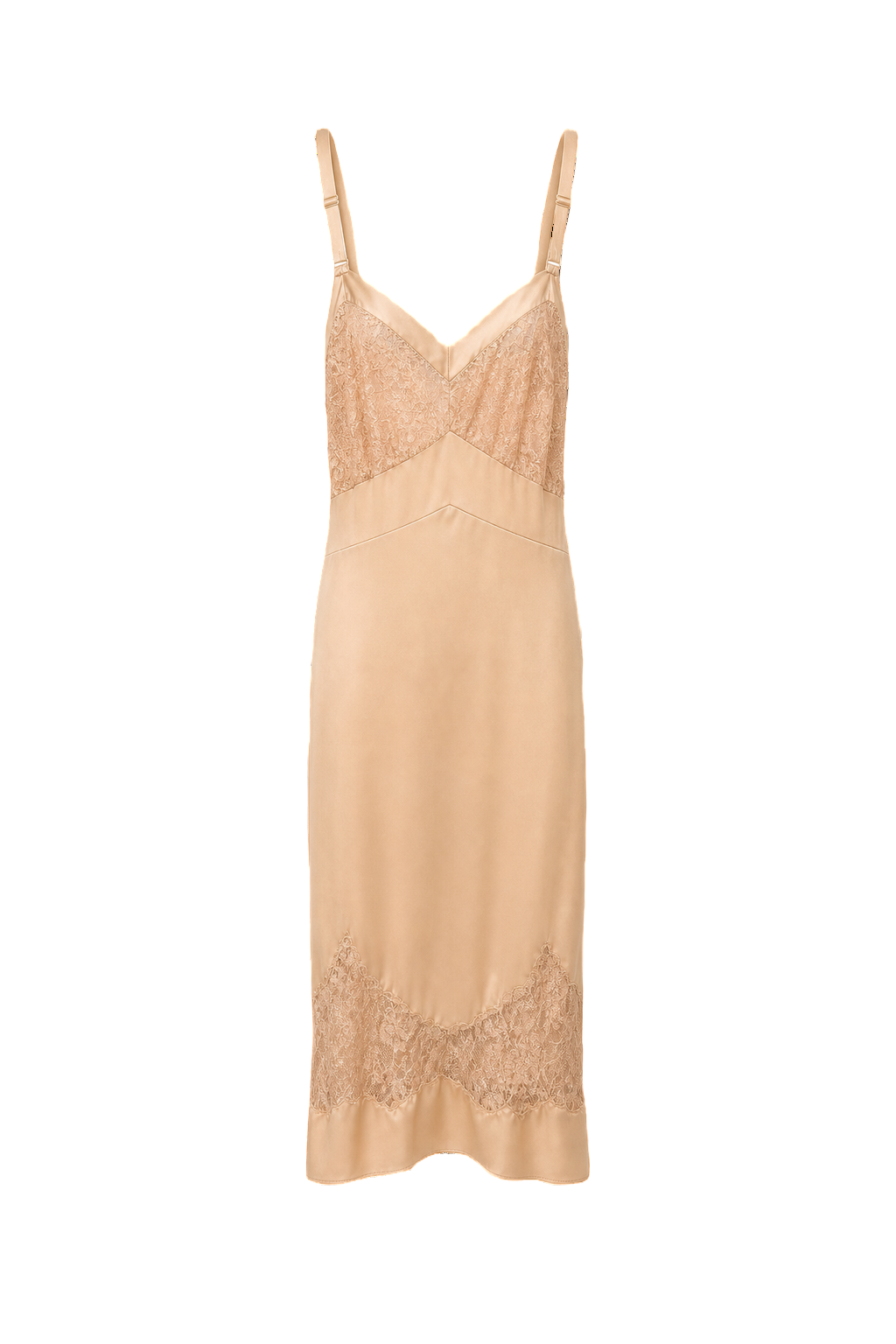 1950s Cream Silk Slip Dress - Front View