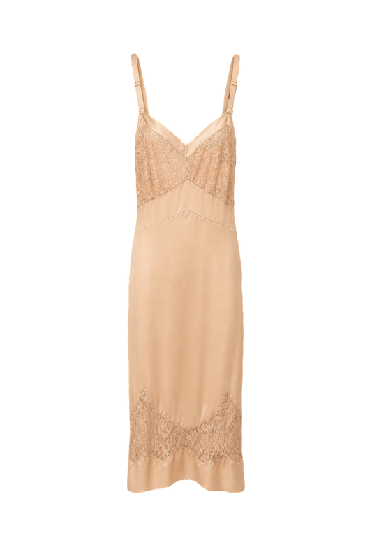 1950s Cream Silk Slip Dress - Front View