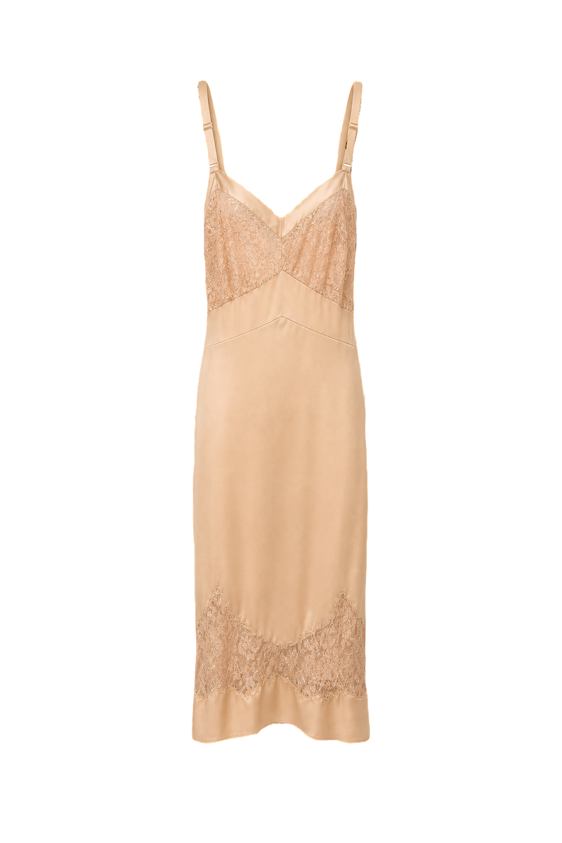 1950s Cream Silk Slip Dress - Front View