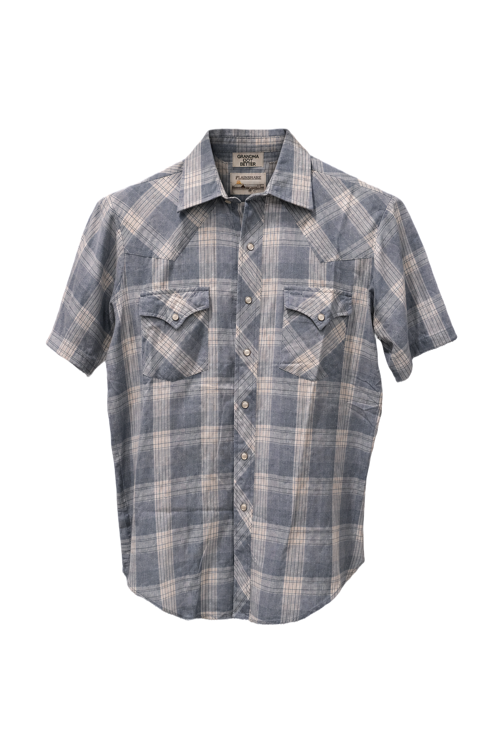 1970s Light Blue Cotton Blend Western Shirt - Front View