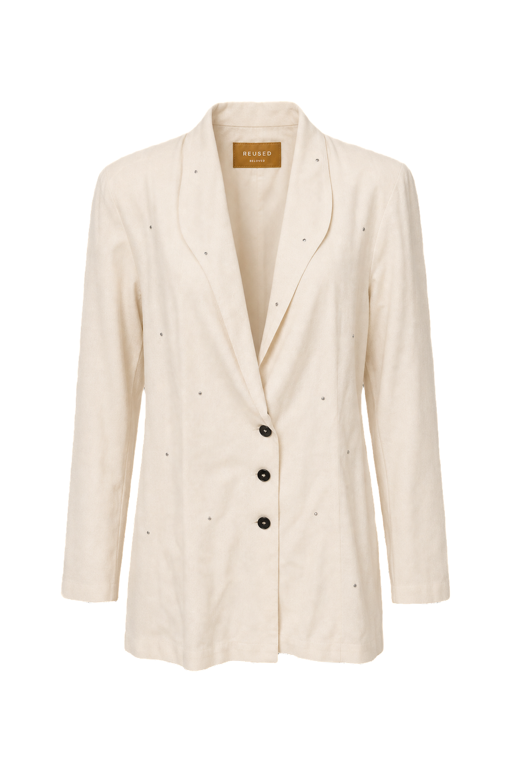 1980s Cream Polyester Blend Blazer - Front View