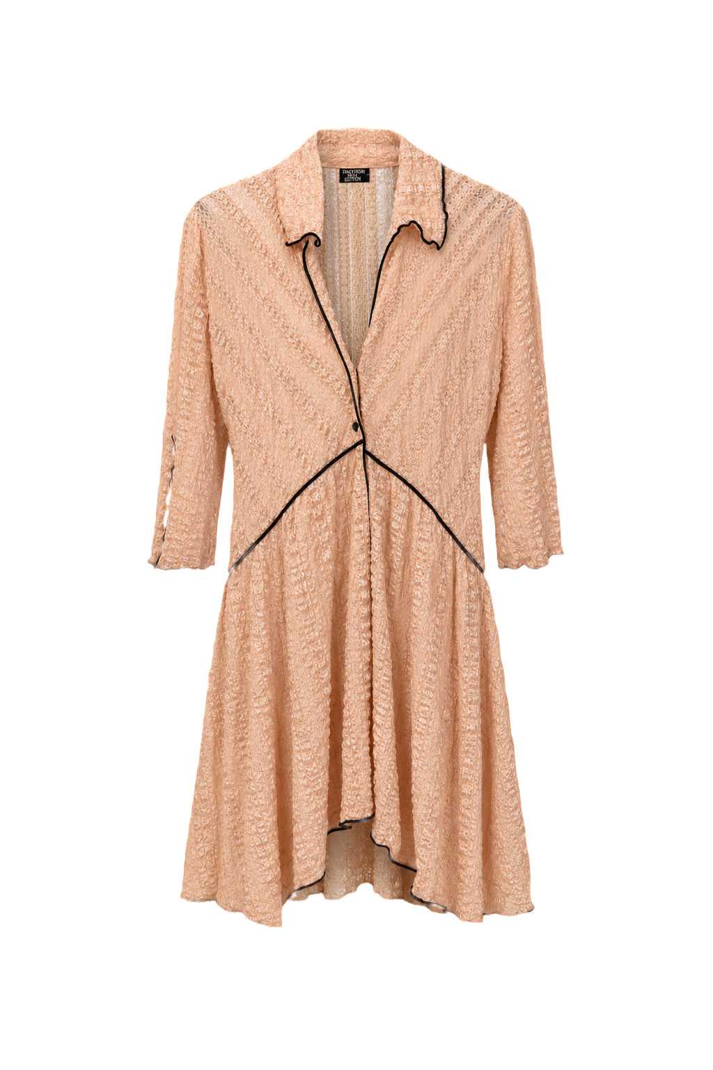 1970s Peach Polyester Dress - Front View