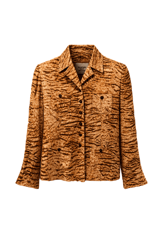 1990s Brown Synthetic Jacket - Front View