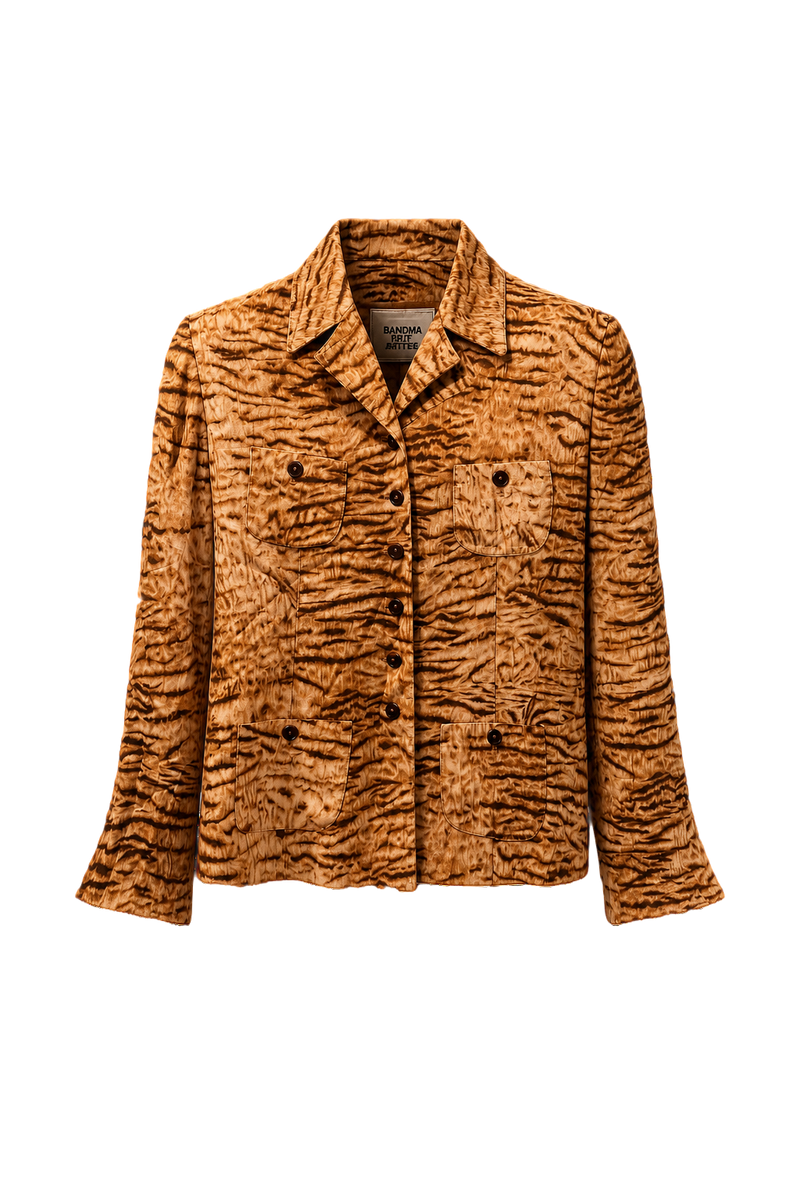 1990s Brown Synthetic Jacket - Front View