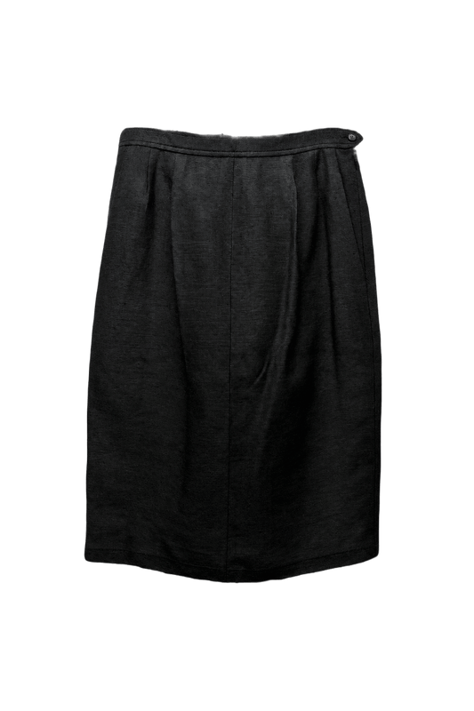 1970s Charcoal Silk Skirt - Front View