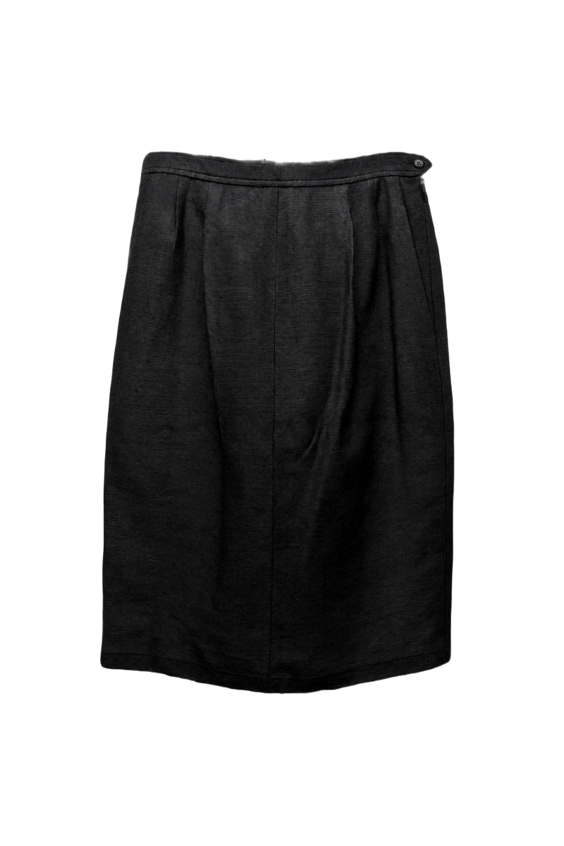 1970s Charcoal Silk Skirt - Front View