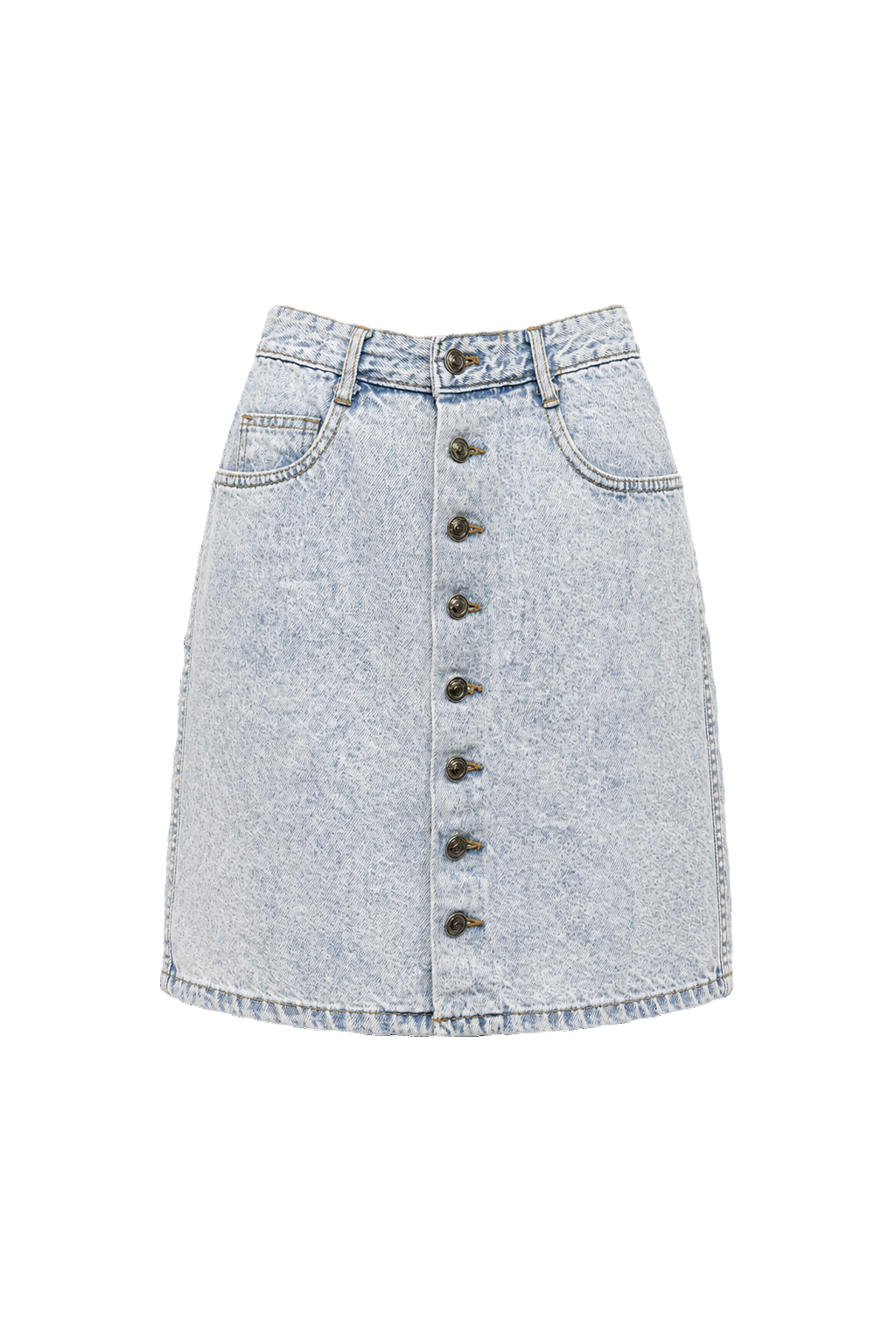 1970s Light Blue Denim Skirt - Front View
