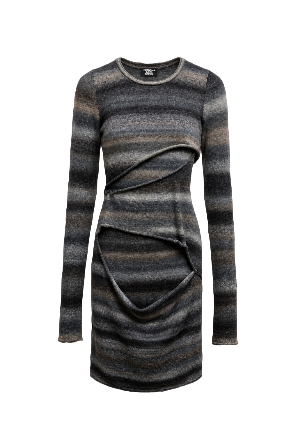1990s Grey Brown Blend Dress - Front View