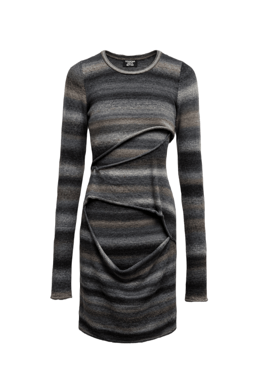 1990s Grey Brown Blend Dress - Front View