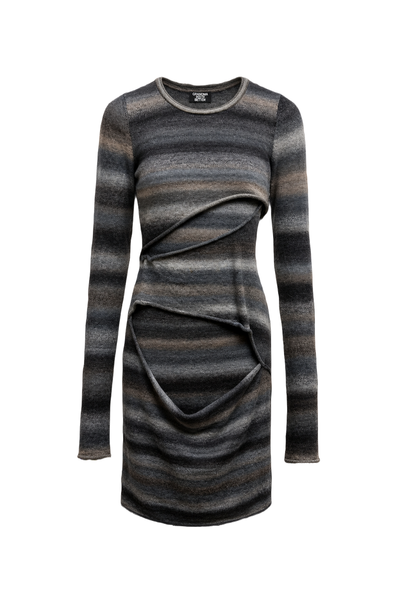 1990s Grey Brown Blend Dress - Front View