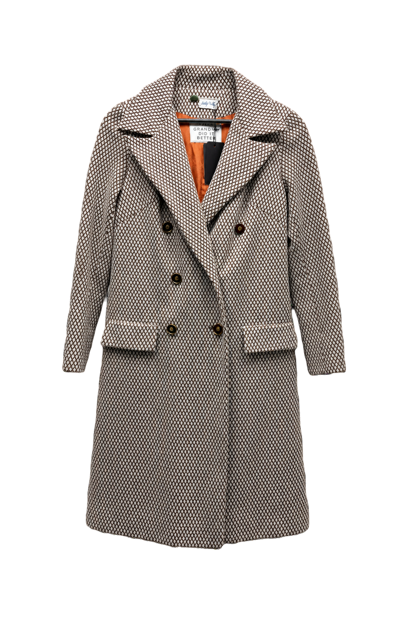 1960s Cream White Cotton Blend Coat - Front View