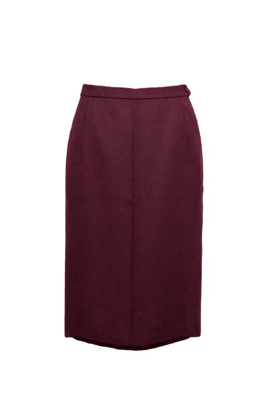 1950s Burgundy Wool Skirt - Front View