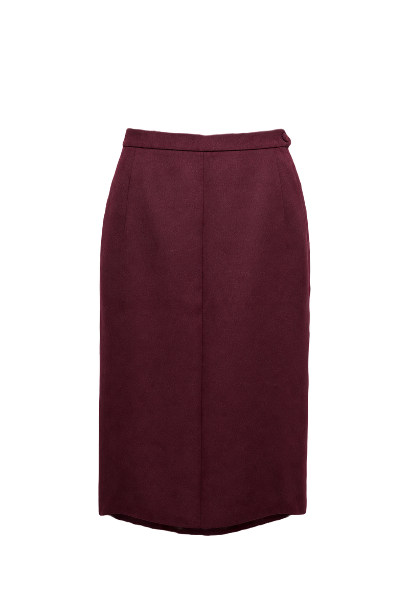 1950s Burgundy Wool Skirt - Front View