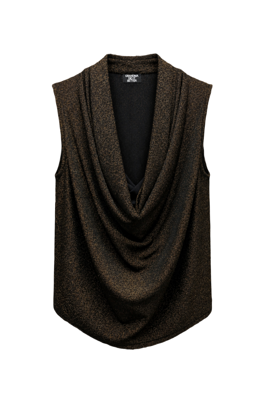 1990s Dark Metallic Bronze Synthetic Sleeveless Blouse - Front View