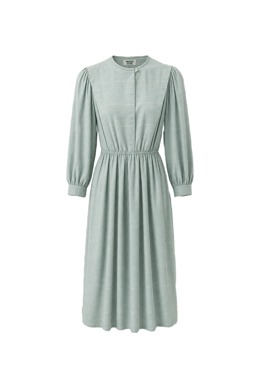1960s Light Blue Cotton Dress - Front View