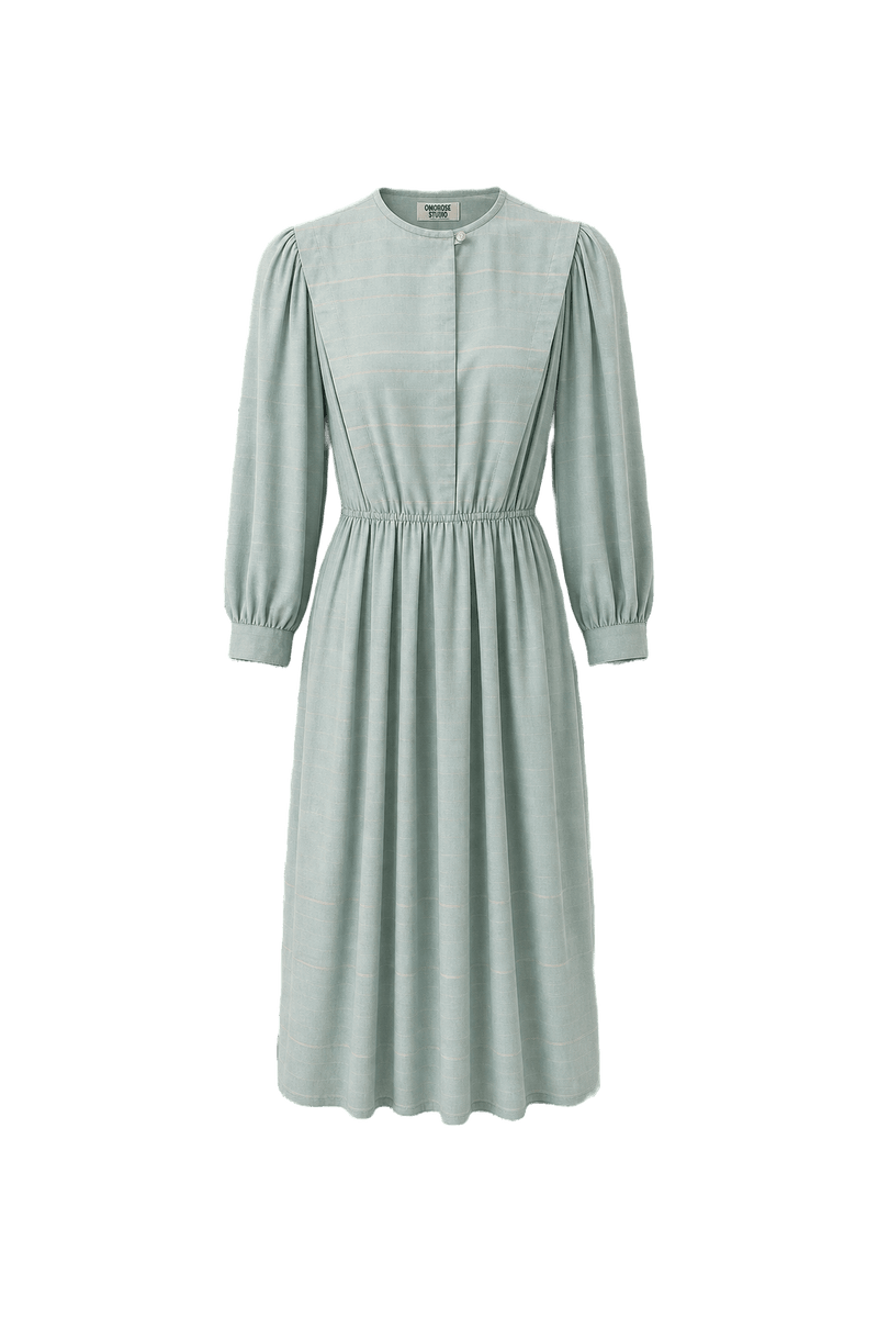 1960s Light Blue Cotton Dress - Front View