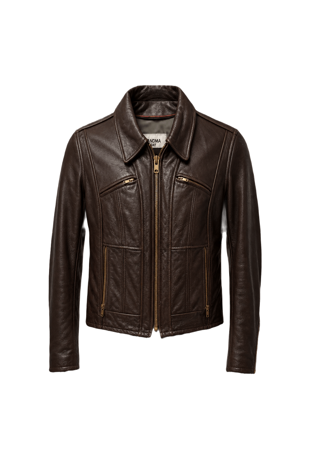 1970s Brown Leather Jacket - Front View