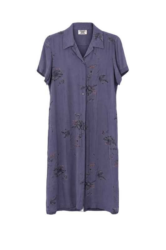 1970s Lavender Rayon Dress - Front View