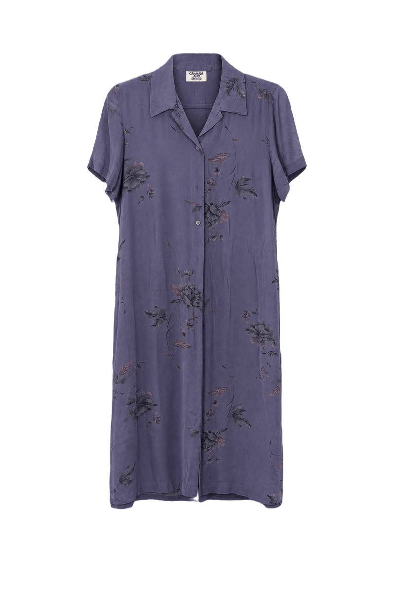1970s Lavender Rayon Dress - Front View