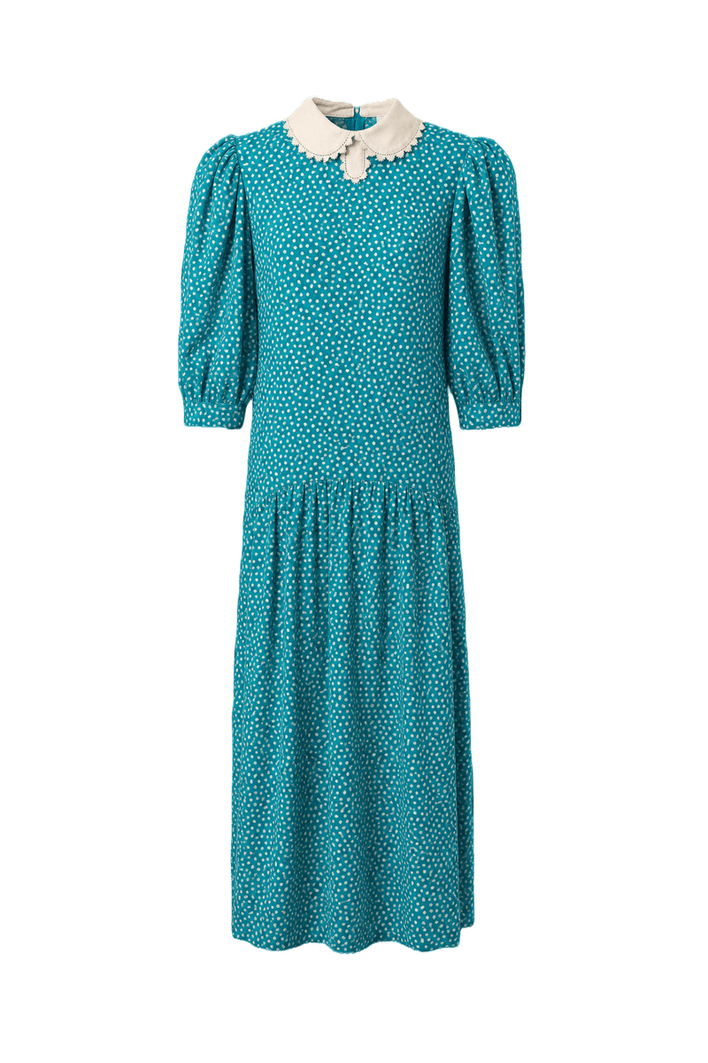 1960s Turquoise Cotton Dress - Front View
